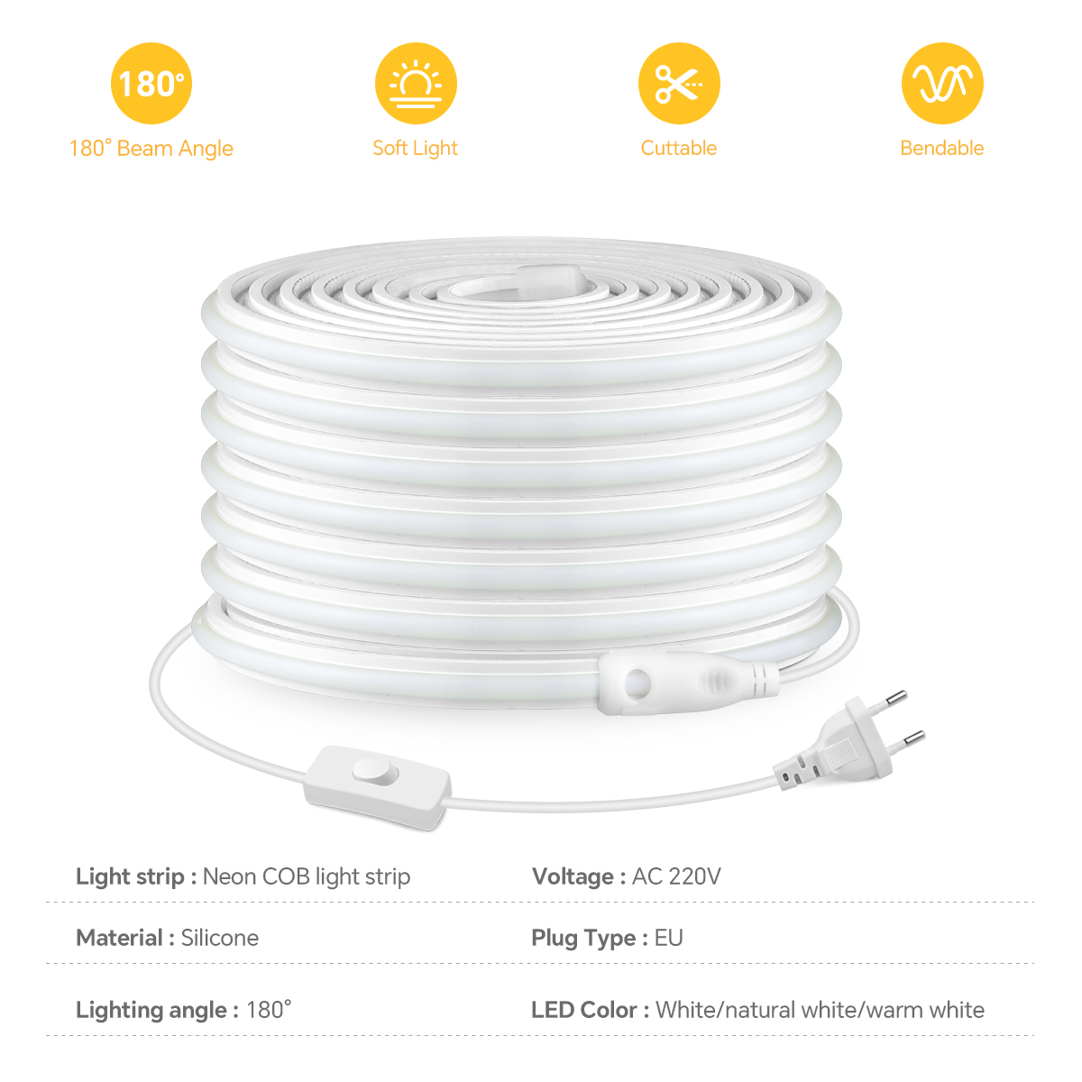 Taśma LED COB 220V o wysokiej  – Outdoor Lighting Strip recenzja i cena