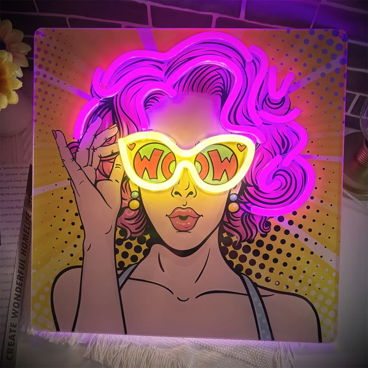 Wow Lady Pop Art LED Neon Sign – Outdoor Lighting Decor Wow recenzja i cena