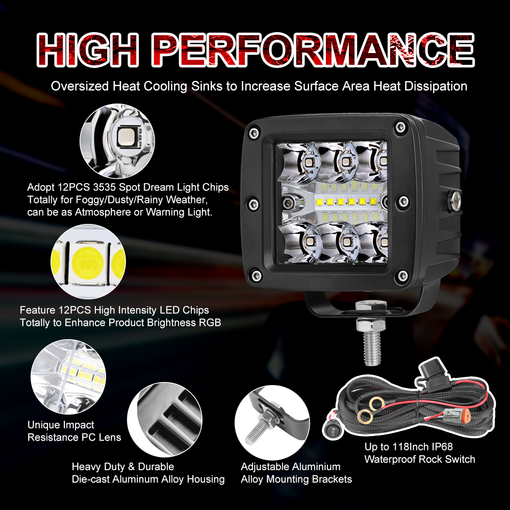 2 szt. 3-calowe kostki świetln – Led Flood Light recenzja i cena