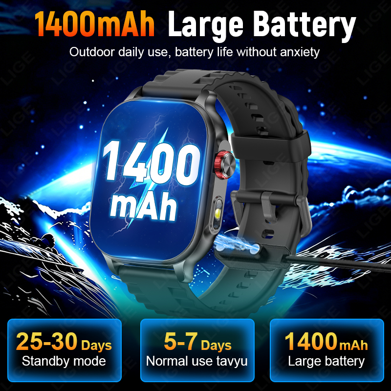 LIGE 2026 Wojskowy Smartwatch  – Outdoor Lighting Ip Rating recenzja i cena