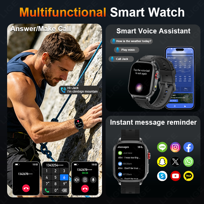 LIGE 2026 Wojskowy Smartwatch  – Outdoor Lighting Ip Rating recenzja i cena