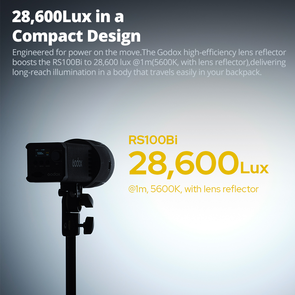 GODOX RS100Bi 28600Lux Dwukolo – Outdoor Lighting Video Shooting recenzja i cena